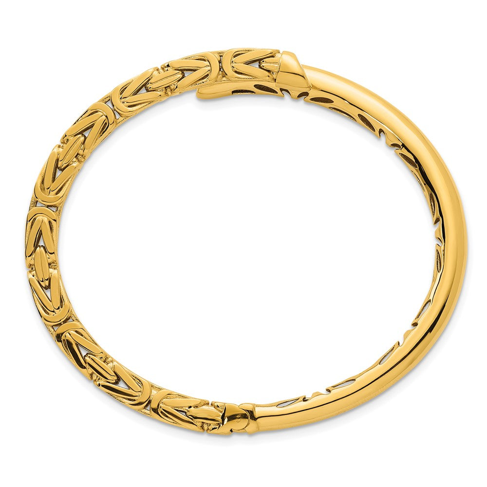 14k Polished Fancy Byzantine Hinged Cuff Bangle Bracelet
