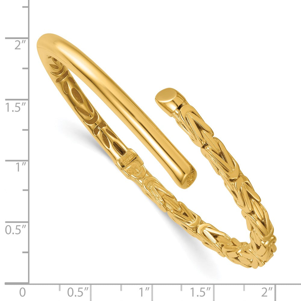 14k Polished Fancy Byzantine Hinged Cuff Bangle Bracelet