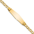 14k Semi-solid Soft Diamond Shape Cuban Link ID Bracelet