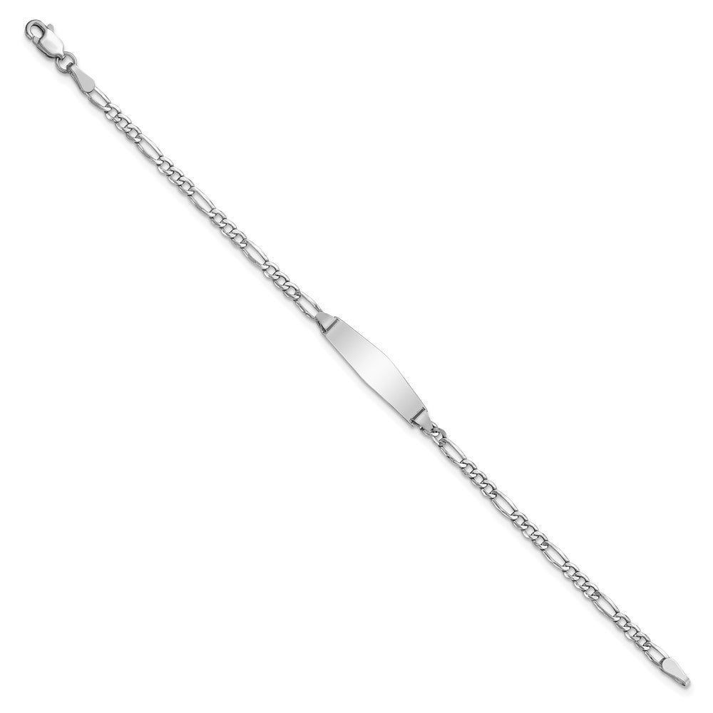 14K WG Semi-solid Soft Diamond Shape Figaro ID Bracelet