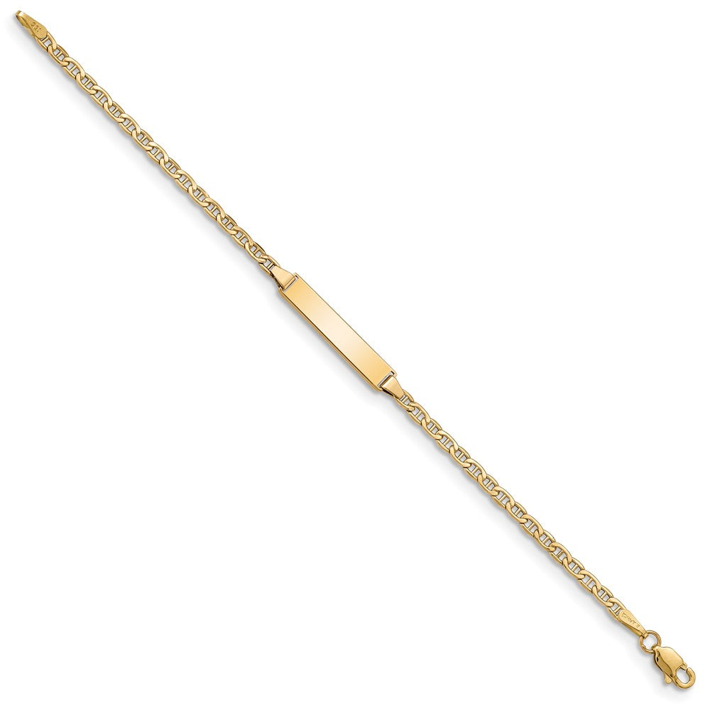 14k Semi-Solid Polished Anchor Link ID Bracelet