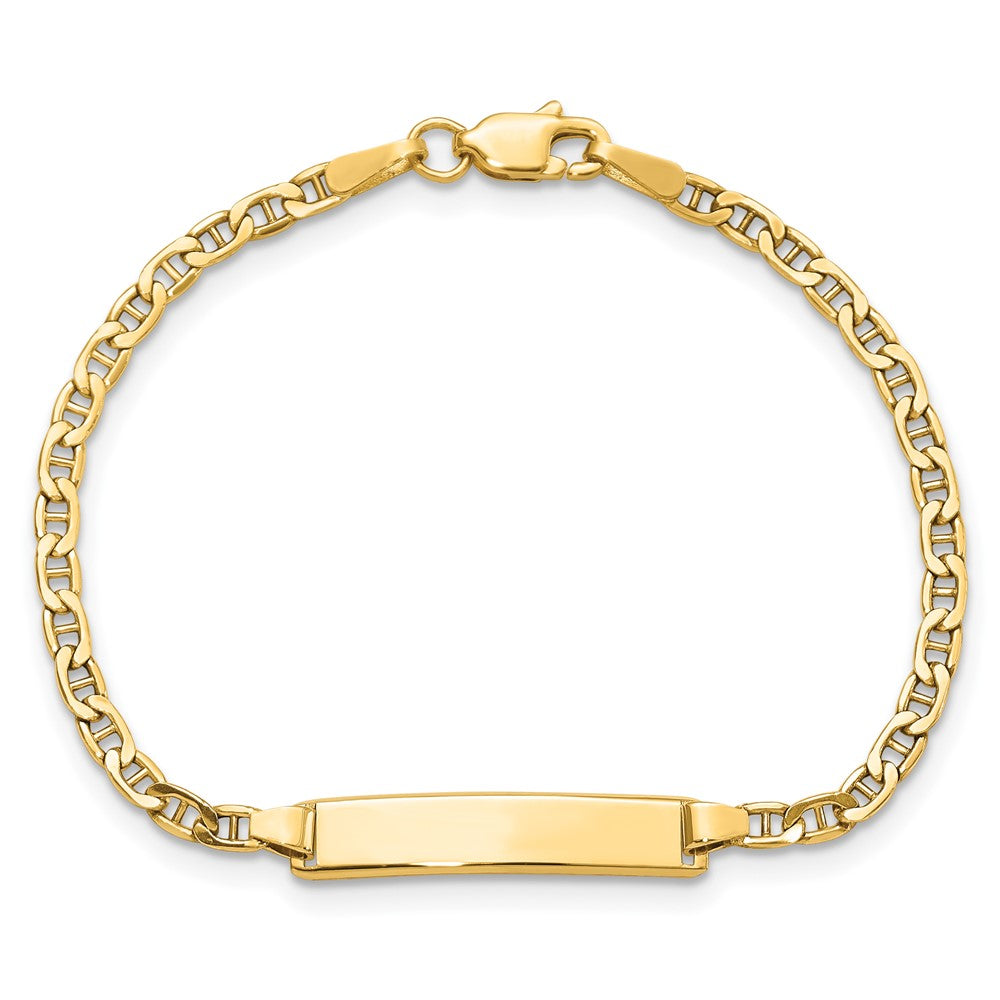 14k Semi-Solid Polished Anchor Link ID Bracelet
