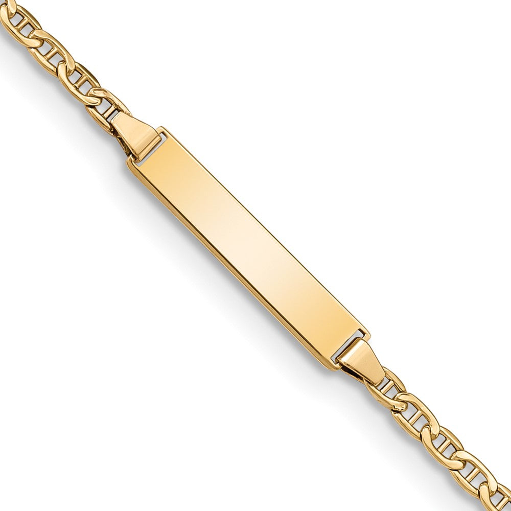14k Semi-Solid Polished Anchor Link ID Bracelet