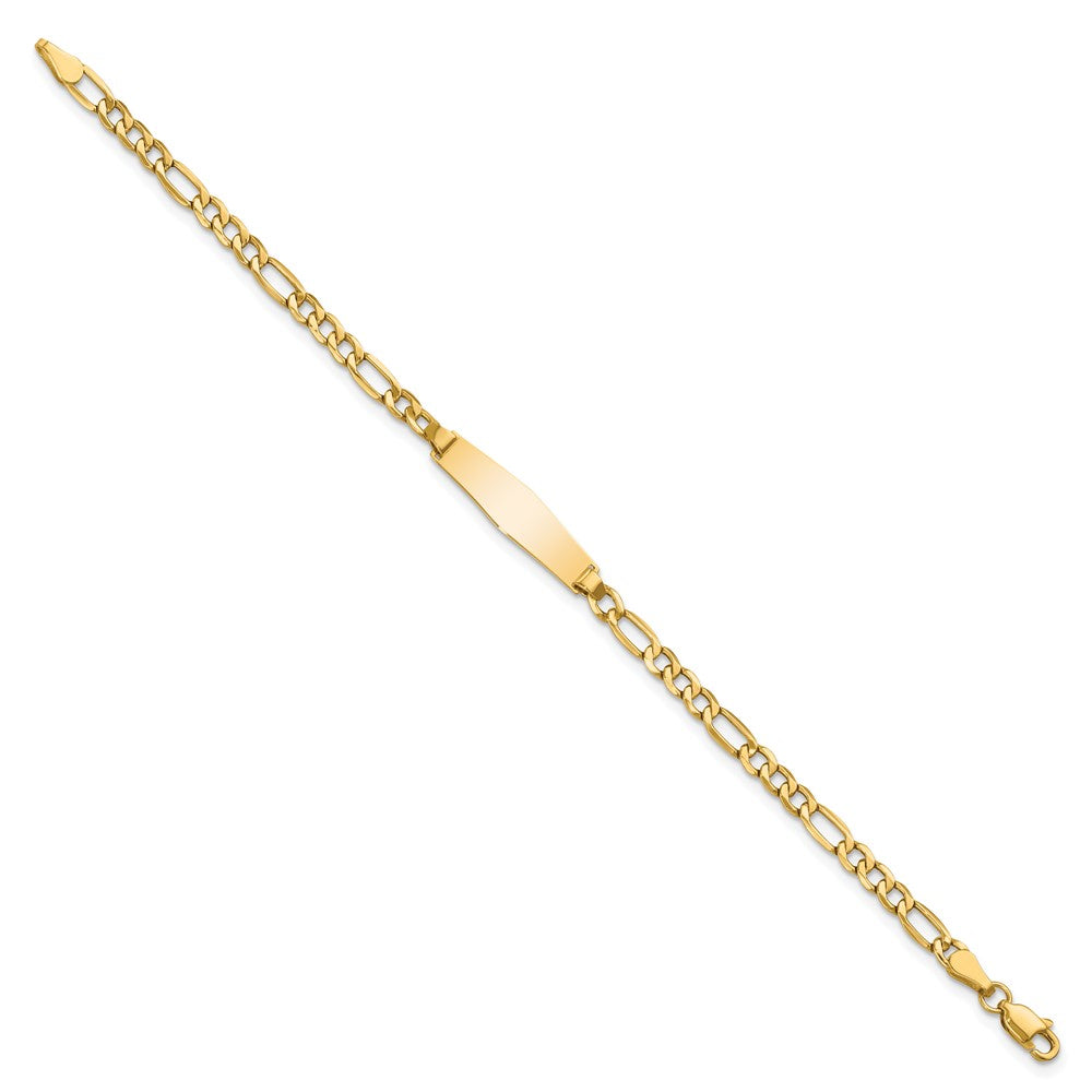 14k Semi-solid Soft Diamond Shape Figaro Link ID Bracelet