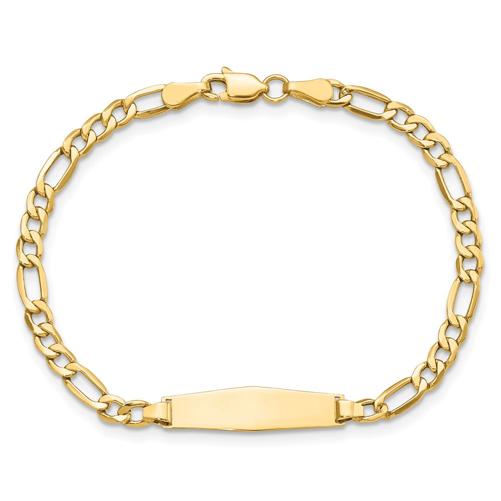 14k Semi-solid Soft Diamond Shape Figaro Link ID Bracelet