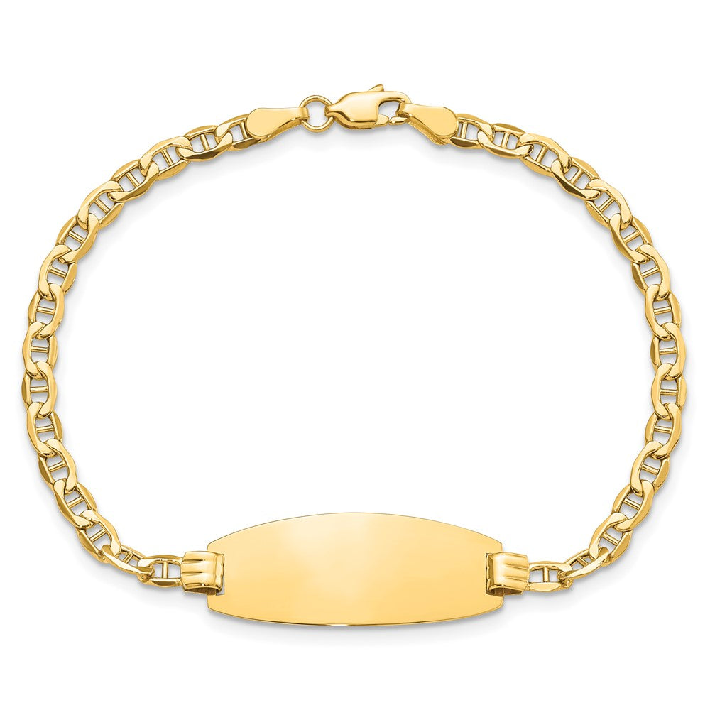 14k Semi-Solid Oval Anchor ID Bracelet