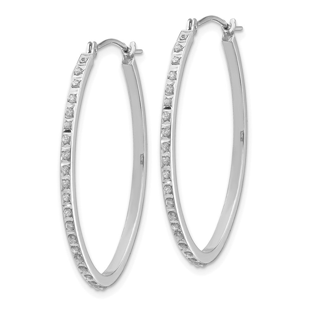 14k WG Diamond Fascination Diamond Dust/Accent Oval Hoop Earrings