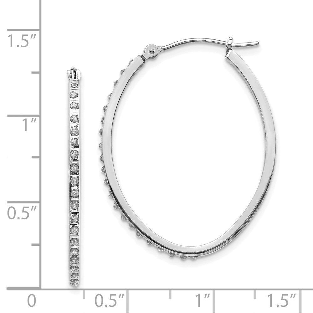 14k WG Diamond Fascination Diamond Dust/Accent Oval Hoop Earrings
