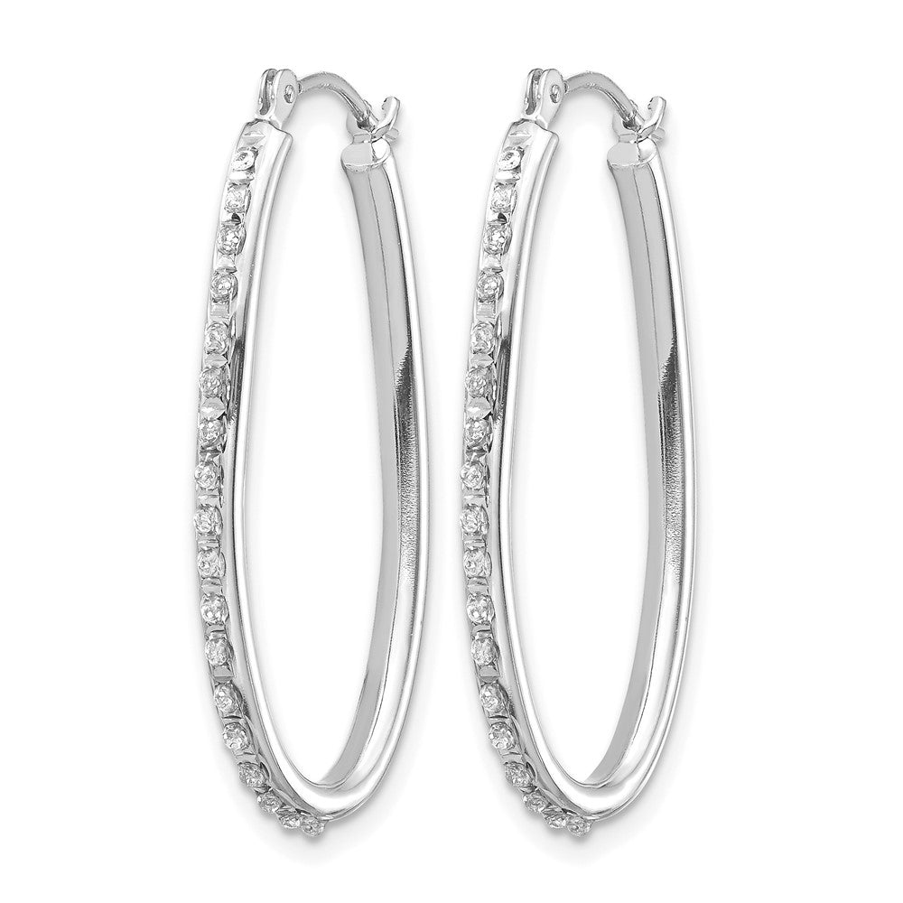 14k WG Diamond Fascination Diamond Dust/Accent Oval Hoop Earrings