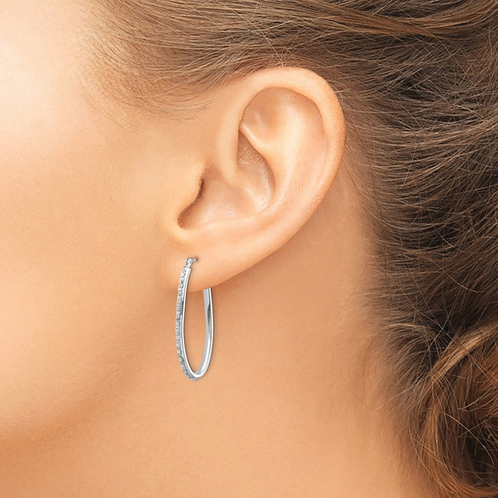 14k WG Diamond Fascination Diamond Dust/Accent Oval Hoop Earrings