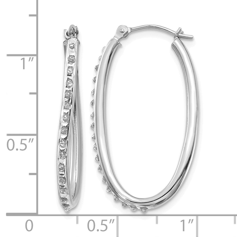 14k WG Diamond Fascination Diamond Dust/Accent Oval Hoop Earrings