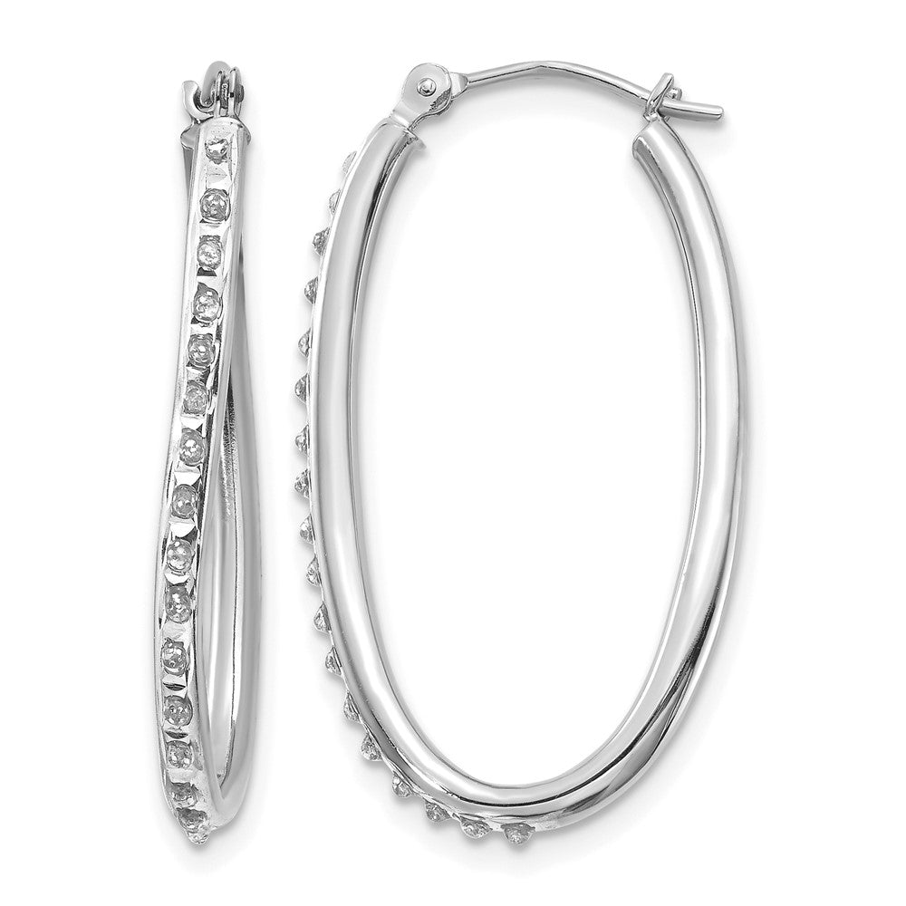14k WG Diamond Fascination Diamond Dust/Accent Oval Hoop Earrings