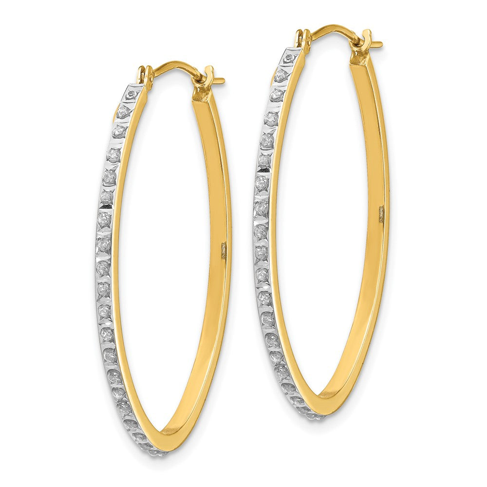 14k Diamond Fascination Diamond Dust/Accent Oval Hoop Earrings
