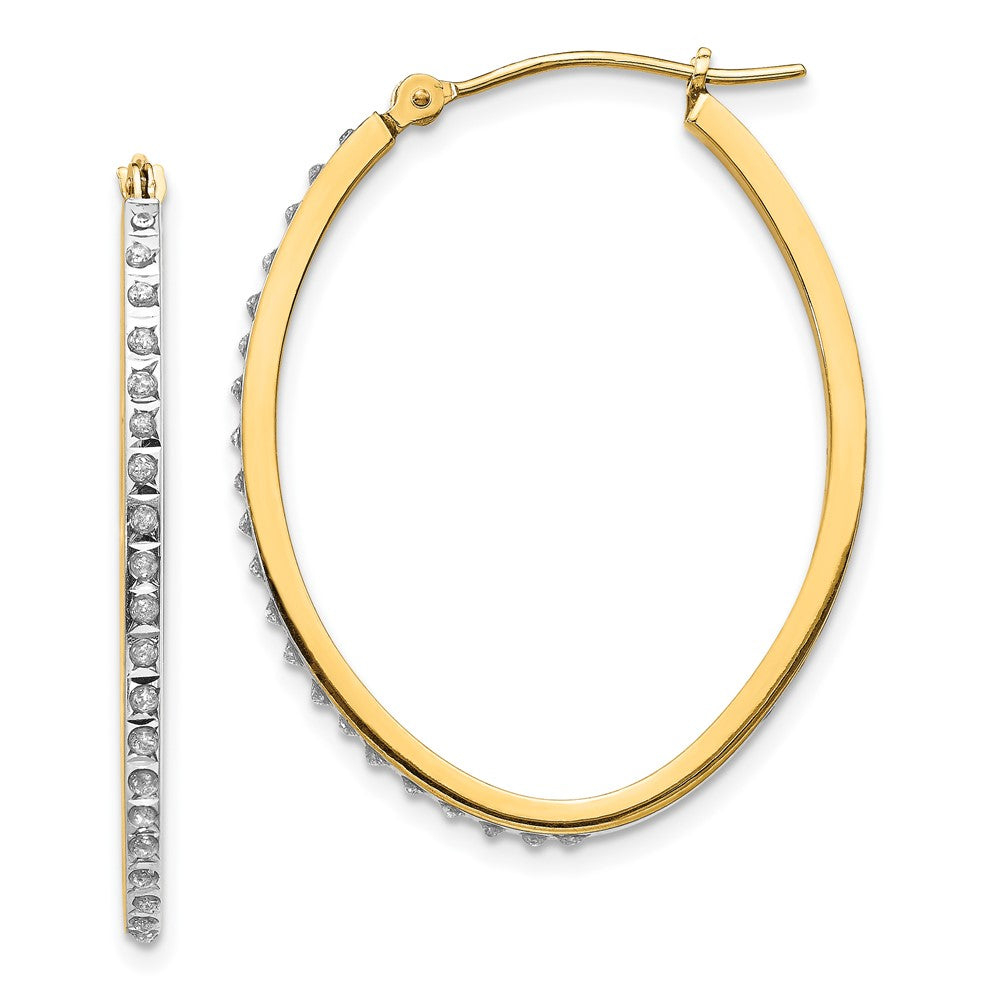 14k Diamond Fascination Diamond Dust/Accent Oval Hoop Earrings