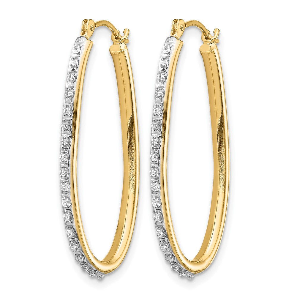 14k Diamond Fascination Diamond Dust/Accent Oval Twist Hoop Earrings