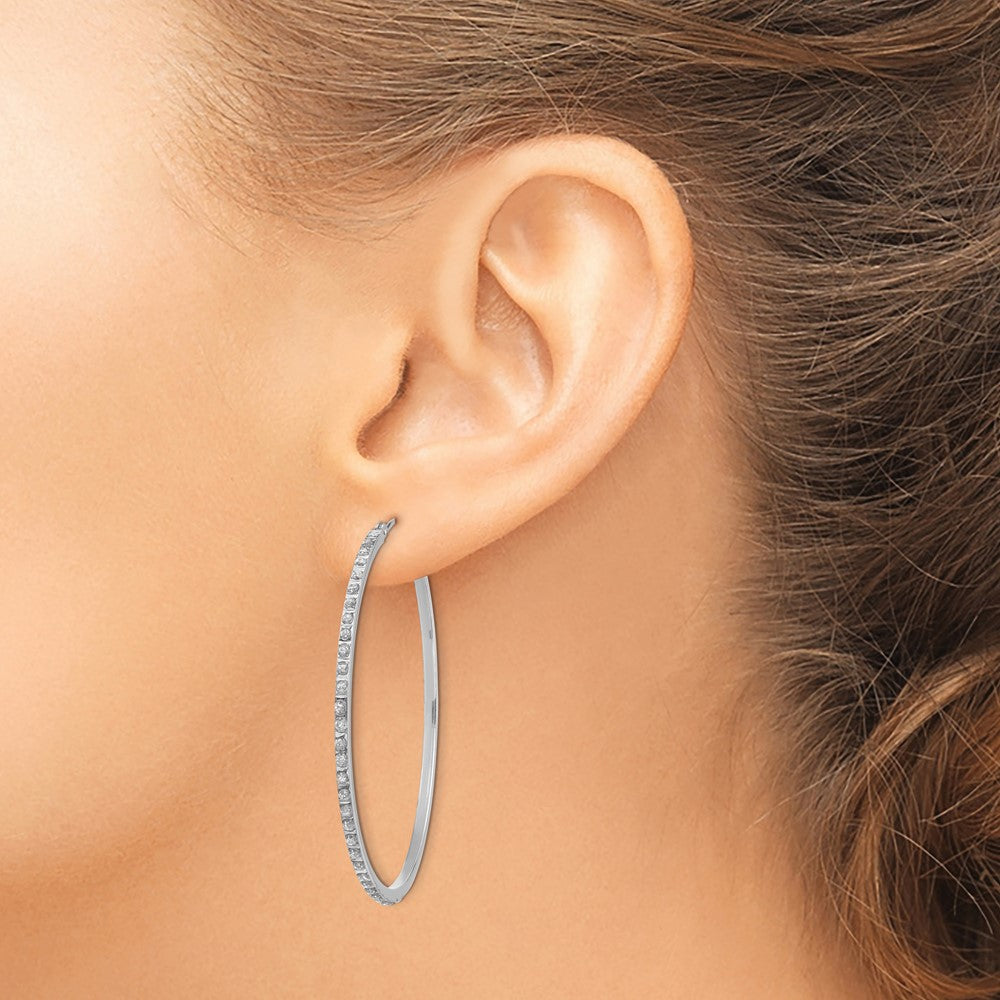 14k WG Diamond Fascination Dia. Dust/Accent Hoop Earrings