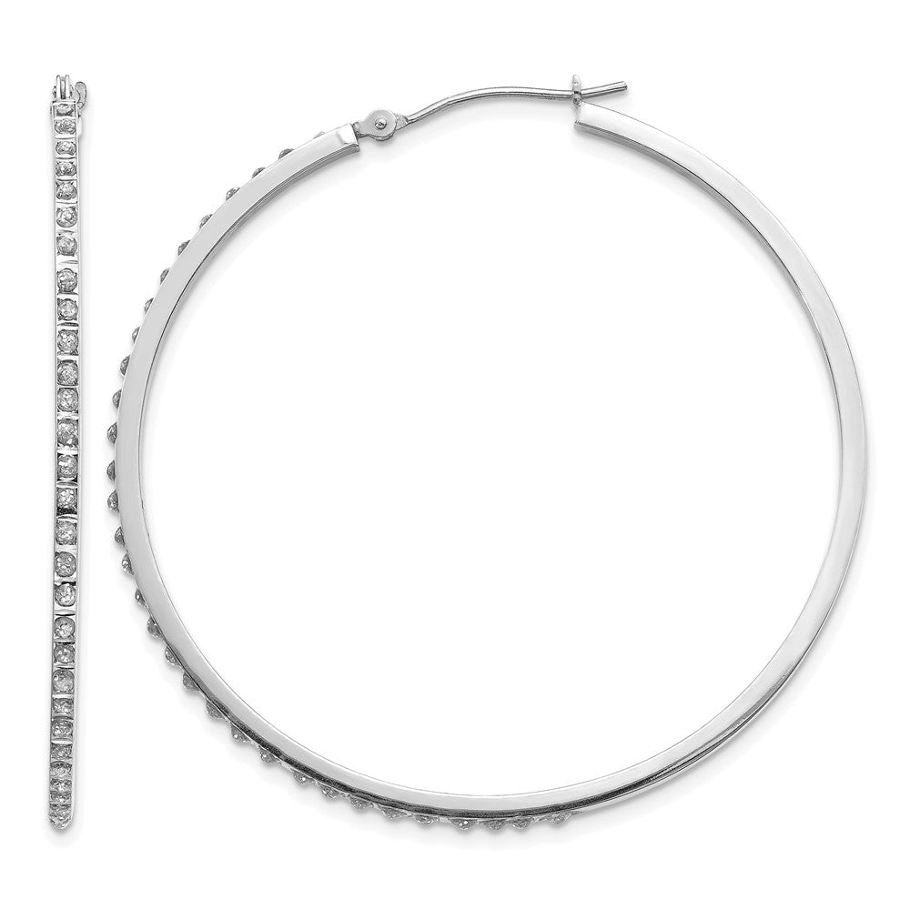 14k WG Diamond Fascination Dia. Dust/Accent Hoop Earrings