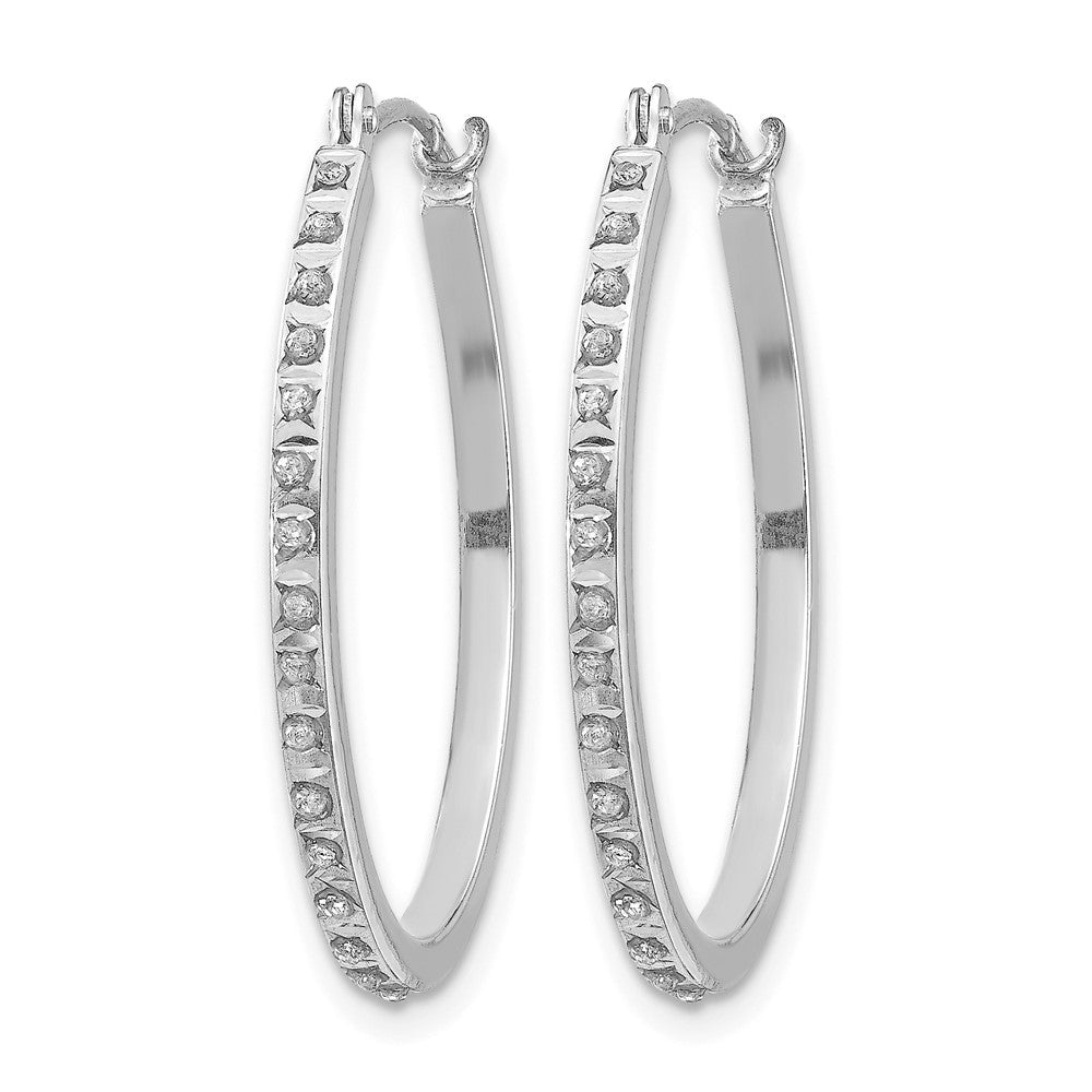 14k WG Diamond Fascination Diamond Dust/Accent Oval Hoop Earrings