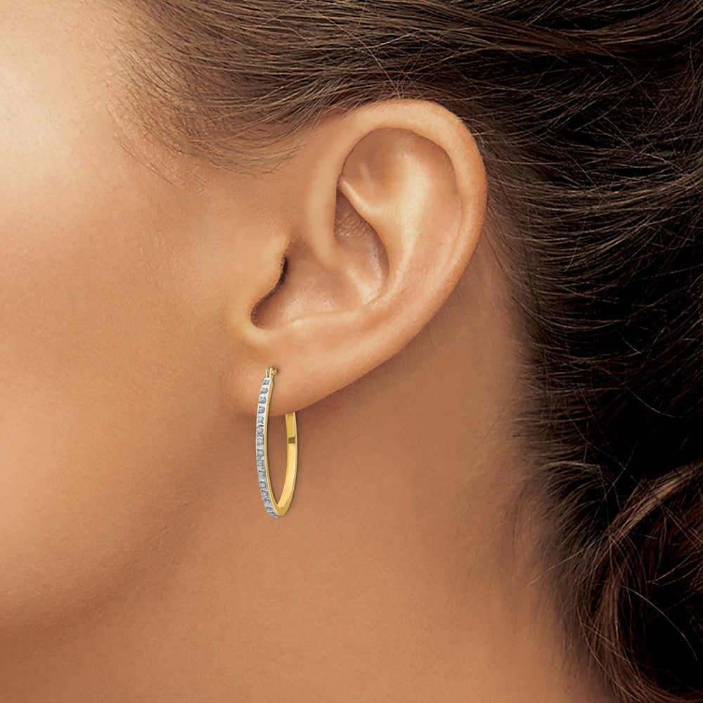 14k Diamond Fascination Diamond Dust/Accent Oval Hoop Earrings