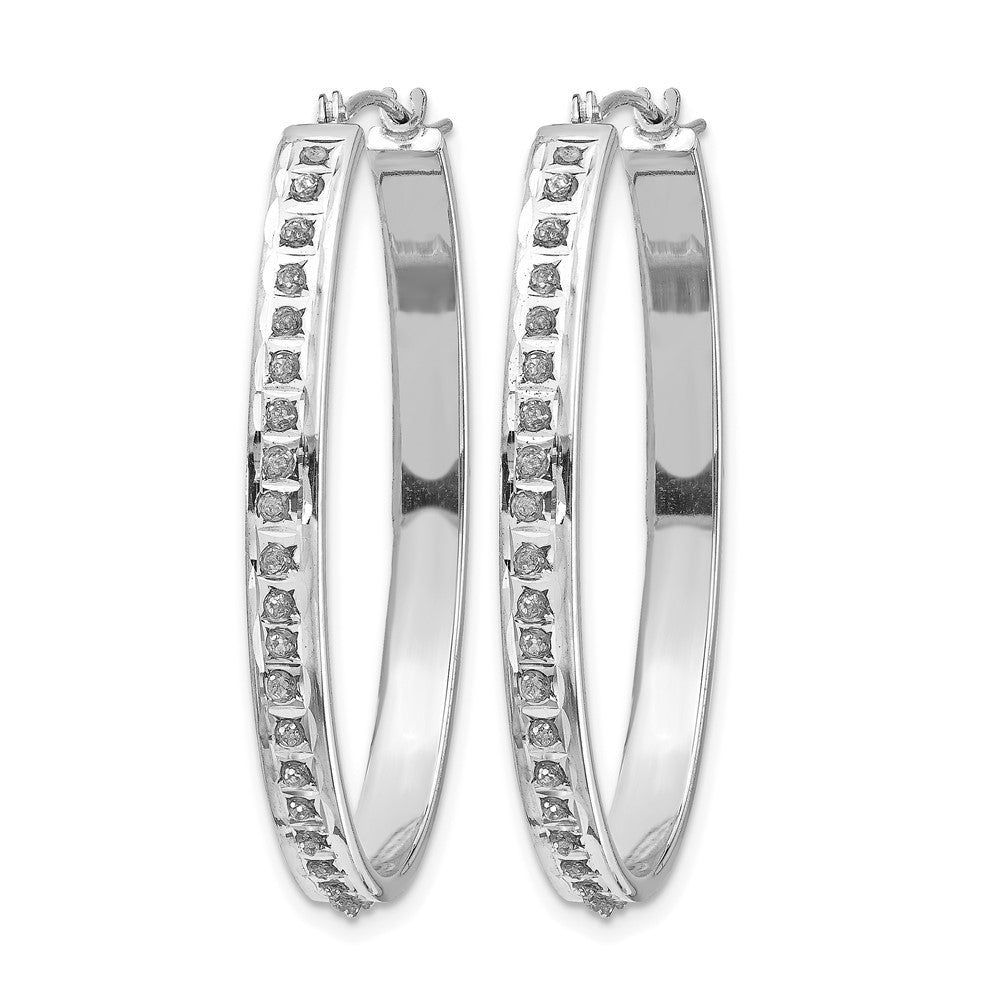 14k WG Diamond Fascination Diamond Dust/Accent Oval Hoop Earrings