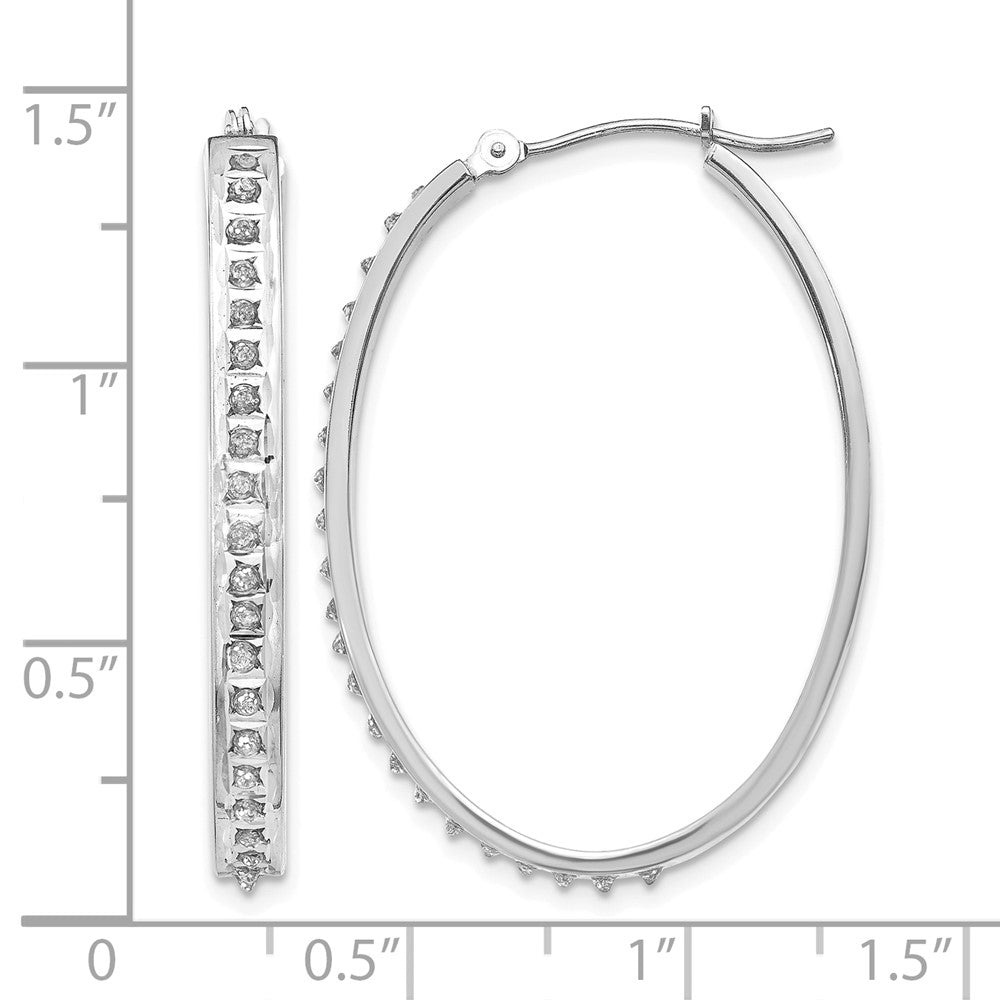 14k WG Diamond Fascination Diamond Dust/Accent Oval Hoop Earrings
