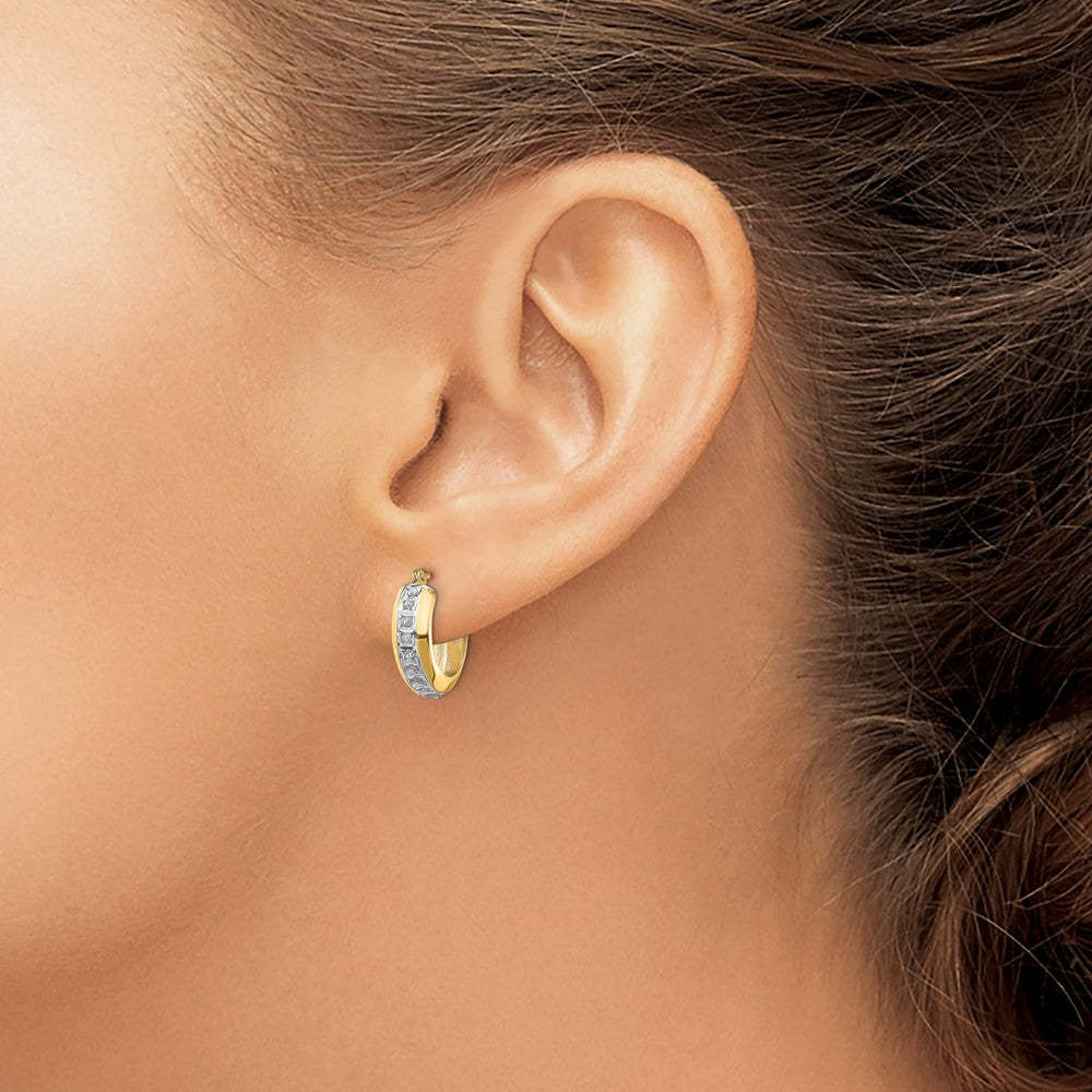 14k Diamond Fascination Daimond Dust/Accent Hoop Earrings