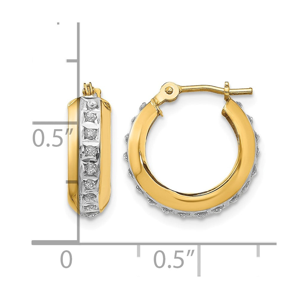 14k Diamond Fascination Daimond Dust/Accent Hoop Earrings