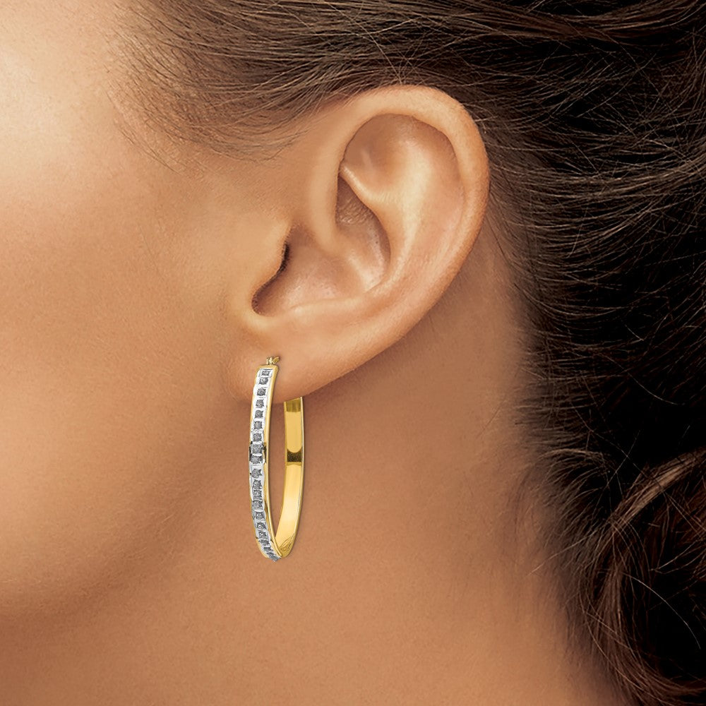 14k Diamond Fascination Diamond Dust/Accent Oval Hoop Earrings