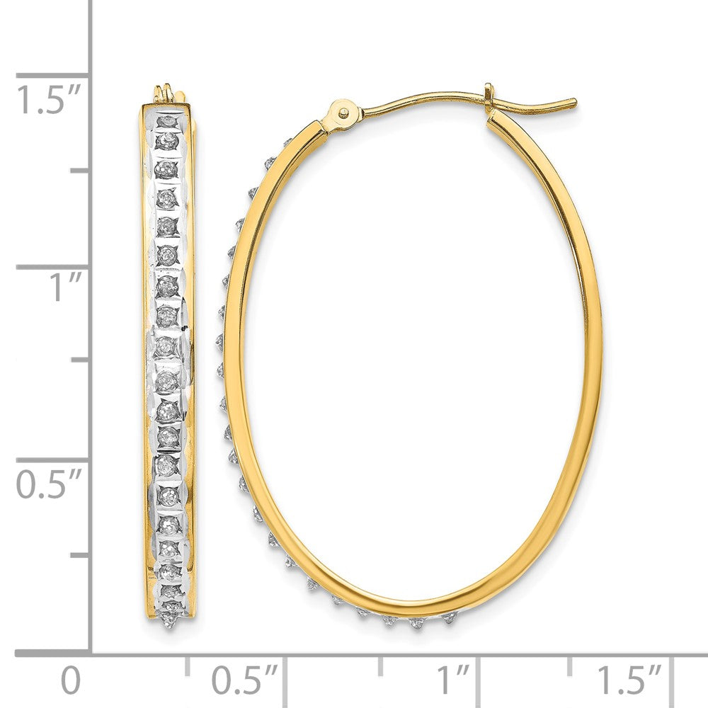 14k Diamond Fascination Diamond Dust/Accent Oval Hoop Earrings