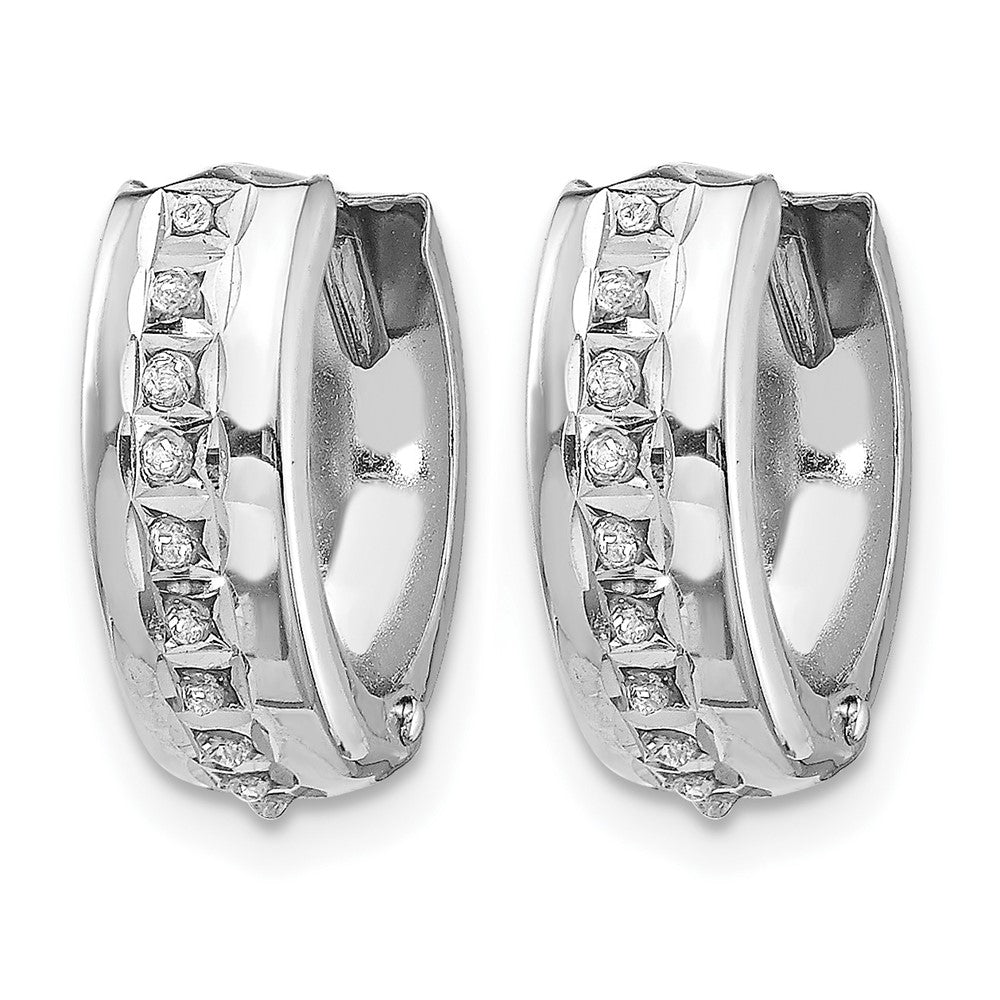 14k WG Dia. Fascination Dia. Dust/Accent Hinged Hoop Earrings