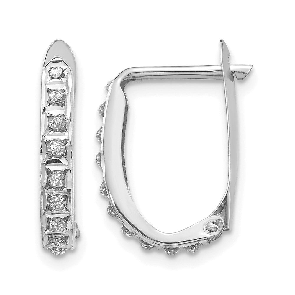 14k WG Diamond Fascination Dia. Dust/Accent Hinged Hoop Earrings