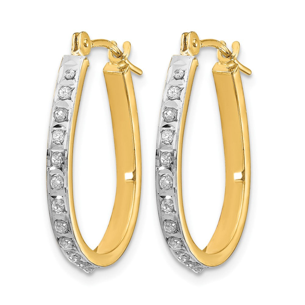 14k YG and Rhod Diamond Fascination Dia. Dust/Accent Oval Hoop Earrings