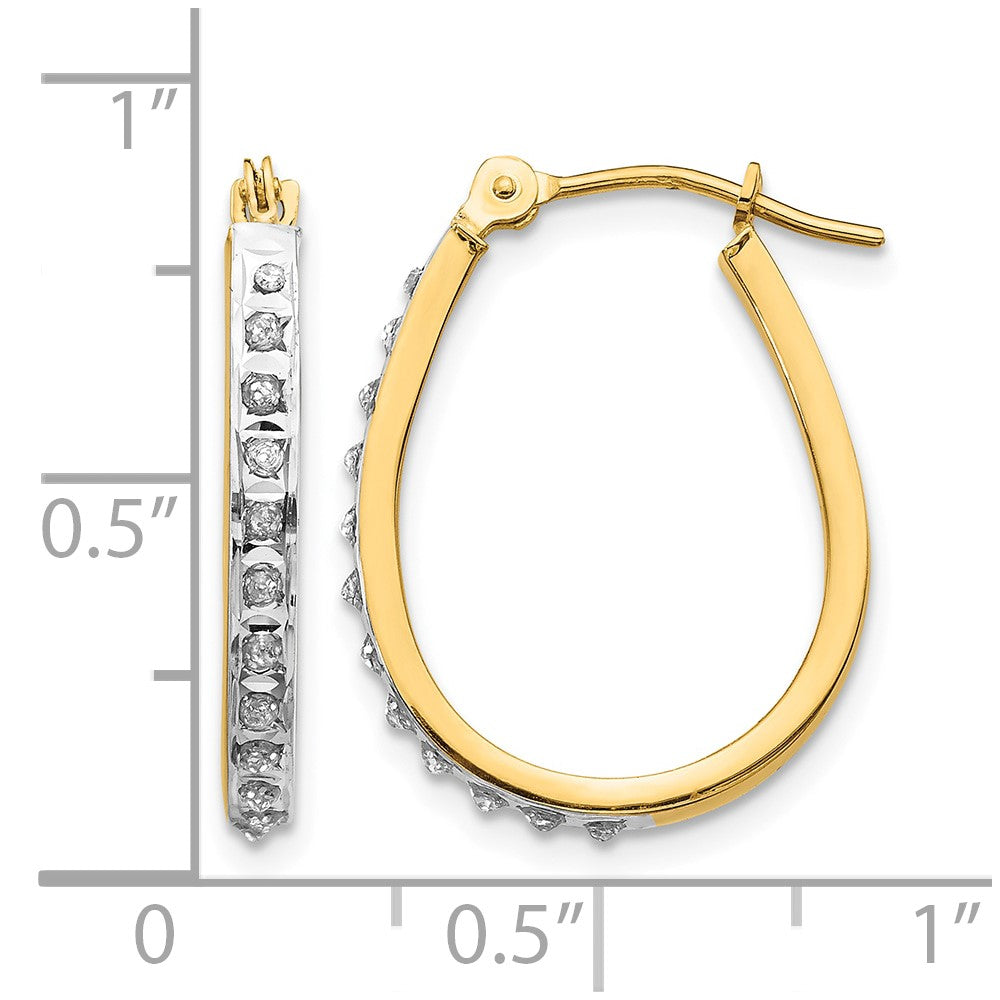 14k YG and Rhod Diamond Fascination Dia. Dust/Accent Oval Hoop Earrings