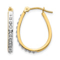 14k YG and Rhod Diamond Fascination Dia. Dust/Accent Oval Hoop Earrings