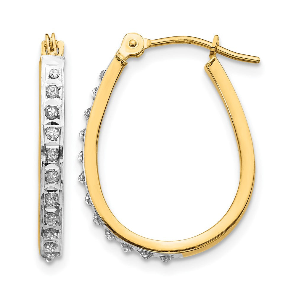 14k YG and Rhod Diamond Fascination Dia. Dust/Accent Oval Hoop Earrings
