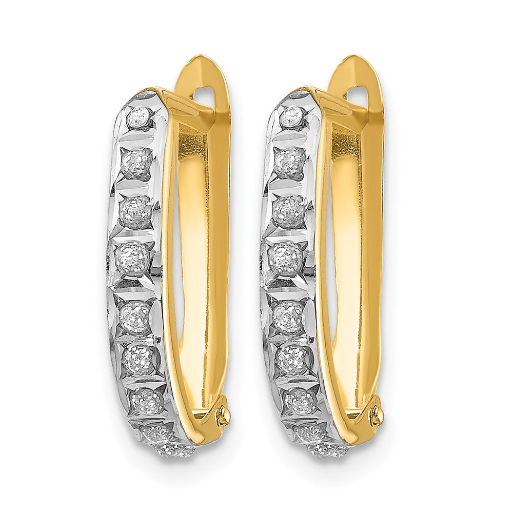 14k Diamond Fascination Diamond Dust/Accent Hinged Hoop Earrings