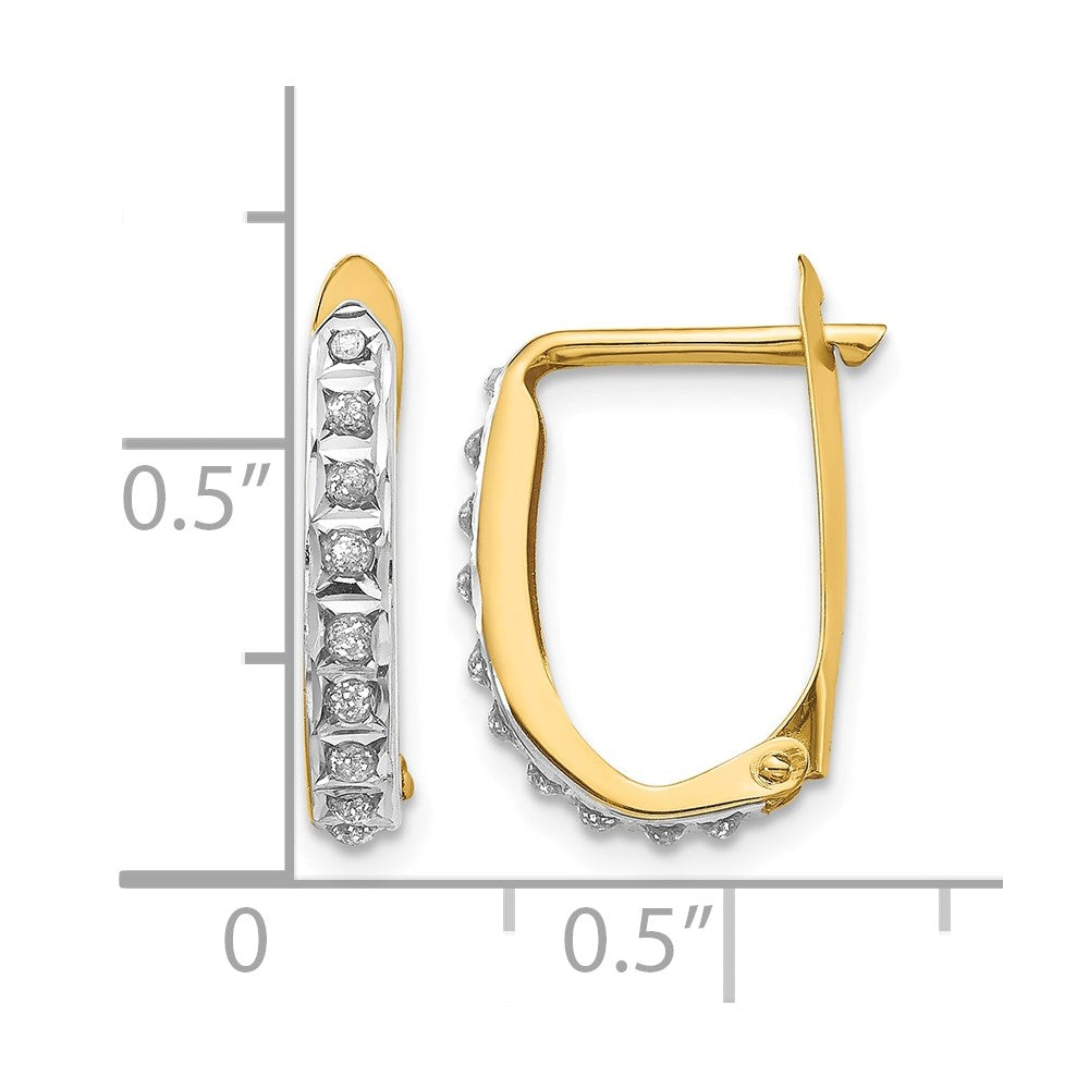 14k Diamond Fascination Diamond Dust/Accent Hinged Hoop Earrings