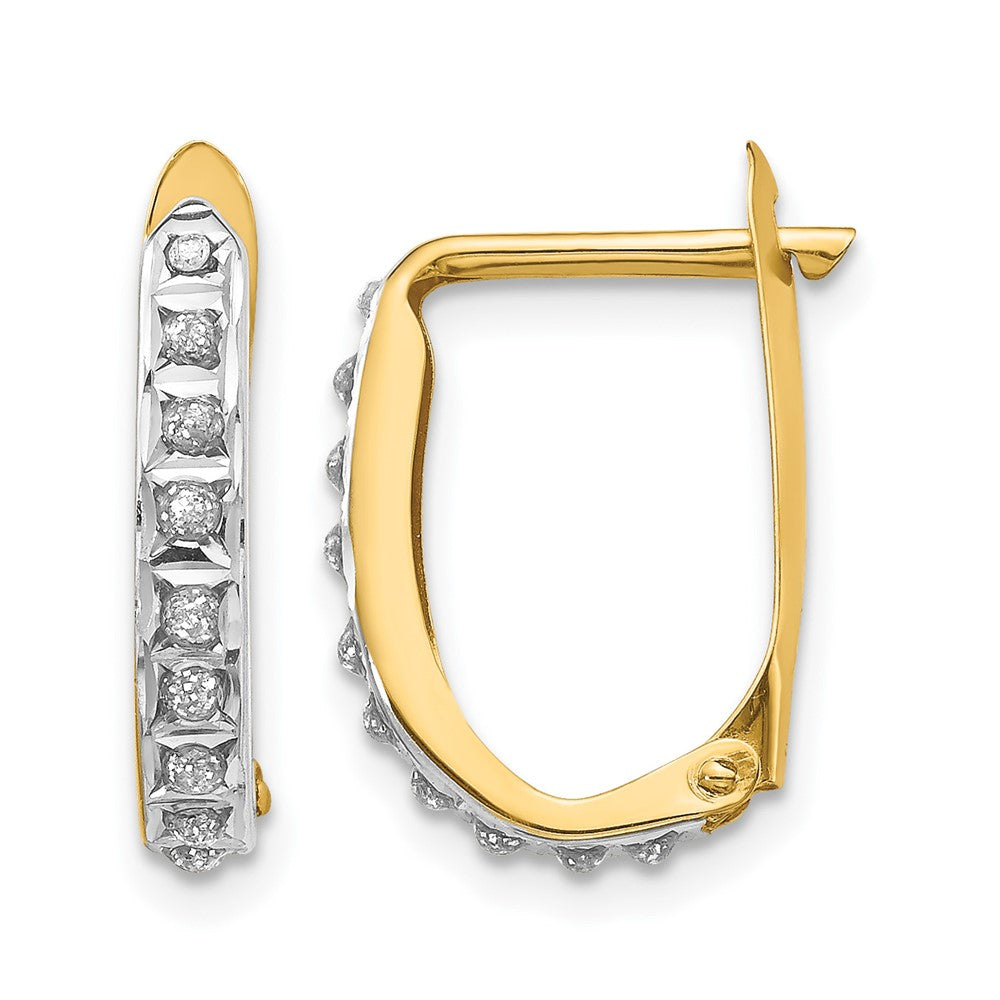 14k Diamond Fascination Diamond Dust/Accent Hinged Hoop Earrings