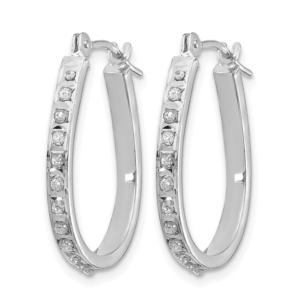 14k WG Diamond Fascination Daimond Dust/Accent Oval Hoop Earrings