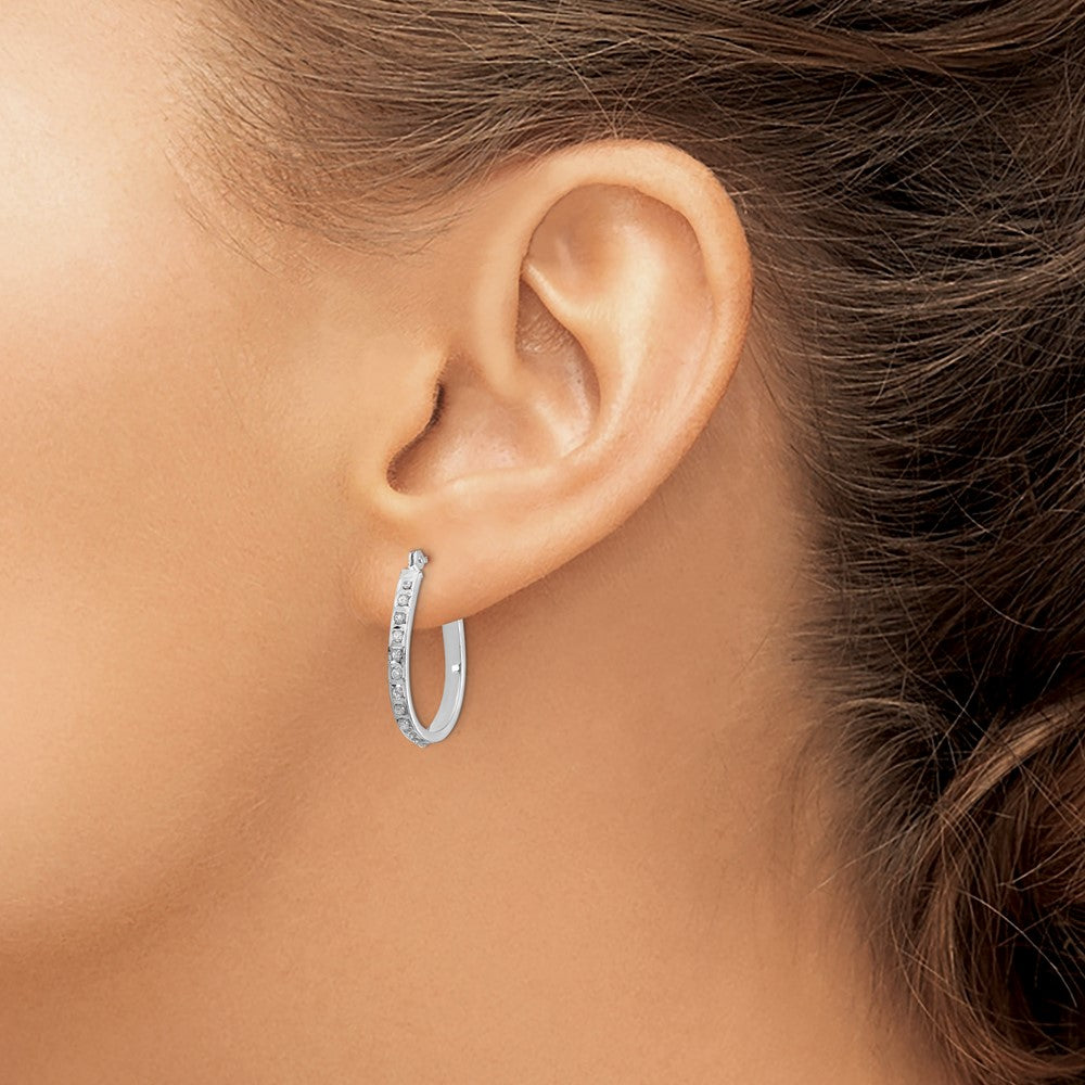 14k WG Diamond Fascination Daimond Dust/Accent Oval Hoop Earrings