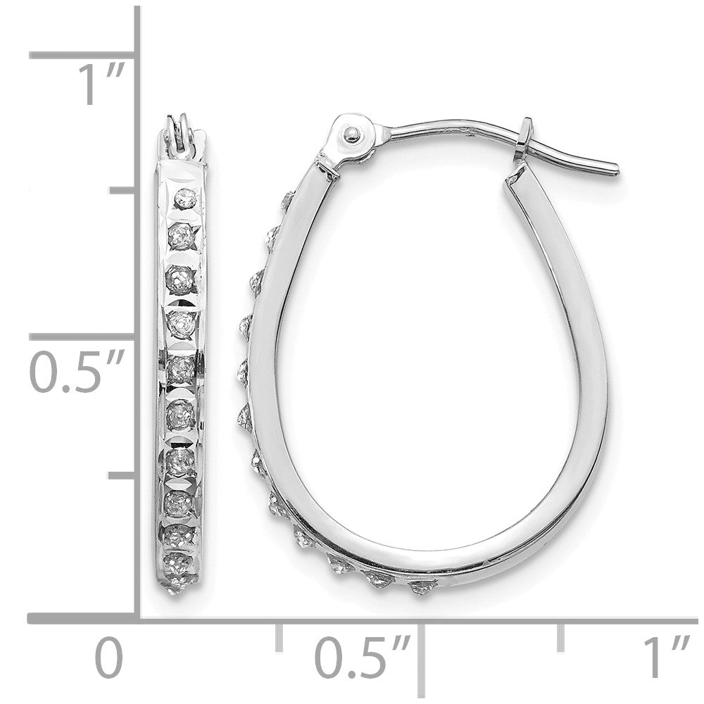 14k WG Diamond Fascination Daimond Dust/Accent Oval Hoop Earrings