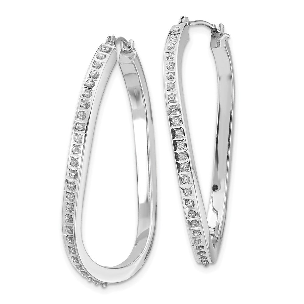 14k WG Diamond Fascination Dia. Dust/Accent Oval Twist Hoop