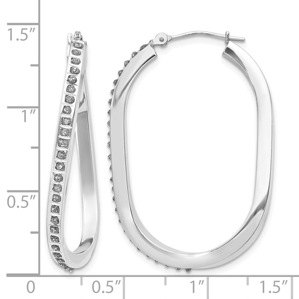 14k WG Diamond Fascination Dia. Dust/Accent Oval Twist Hoop