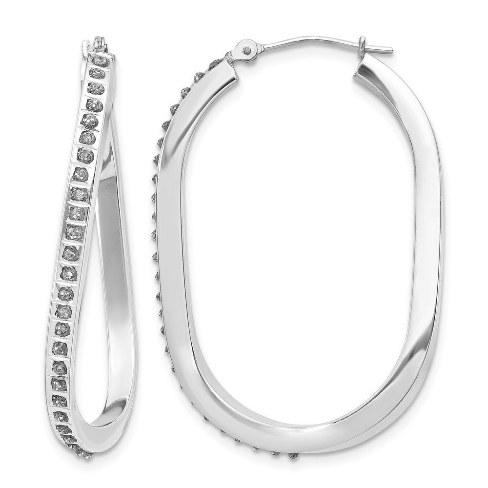 14k WG Diamond Fascination Dia. Dust/Accent Oval Twist Hoop