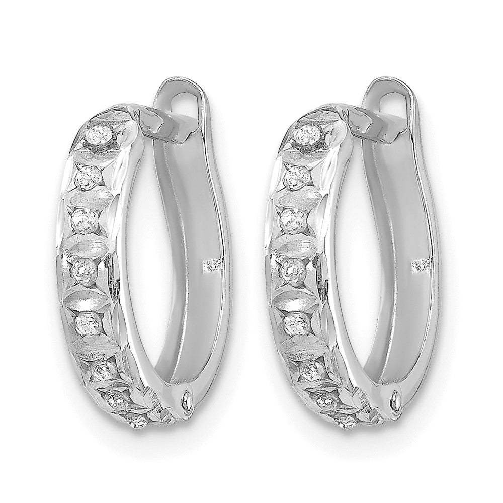 14k WG Diamond Fascination Dia. Dust/Accent Hinged Hoop Earrings