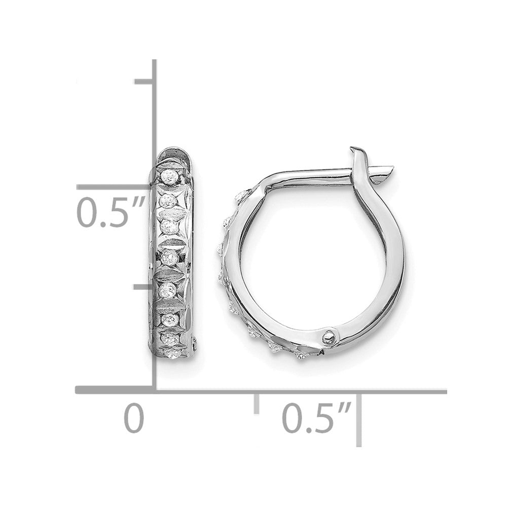 14k WG Diamond Fascination Dia. Dust/Accent Hinged Hoop Earrings