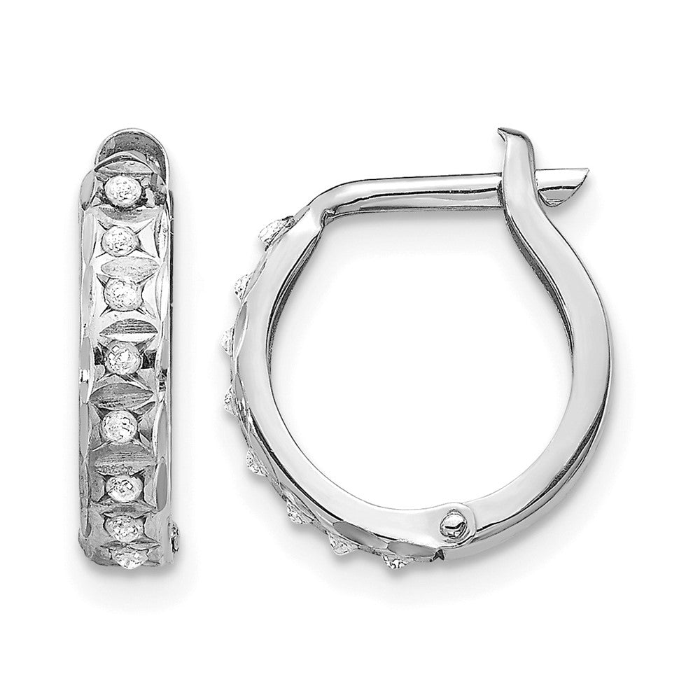 14k WG Diamond Fascination Dia. Dust/Accent Hinged Hoop Earrings
