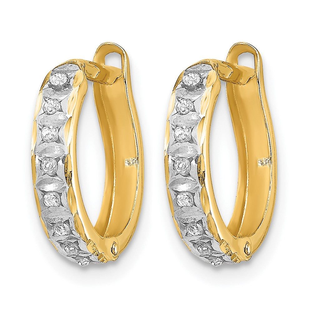 14k Diamond Fascination Dia. Dust/Accent Hinged Hoop Earrings