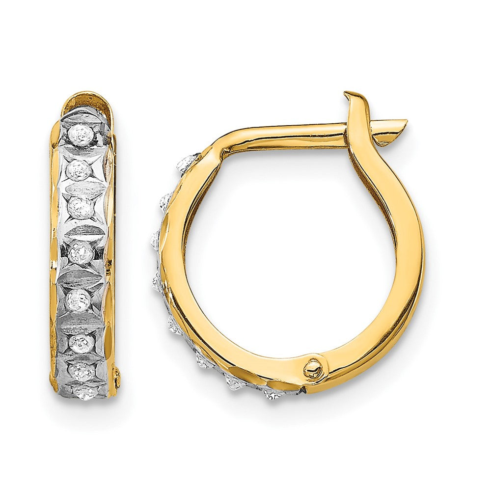 14k Diamond Fascination Dia. Dust/Accent Hinged Hoop Earrings