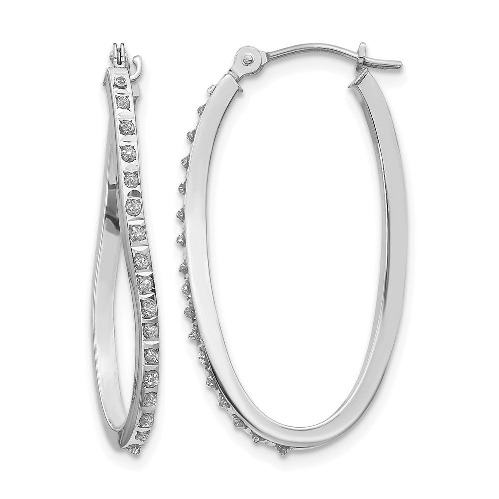 14k WG Diamond Fascination Diamond Dust/Accent Twist Hoop Earrings